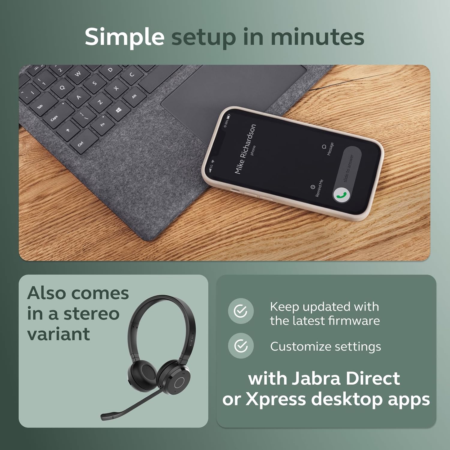 Jabra Evolve 65 TE (Third Edition) Wireless Single-Ear Headphones - Noise-Canceling Mic, 16 hr Battery Life, Dual Connectivity, MS Teams Certified, Supports Other Platforms, Black