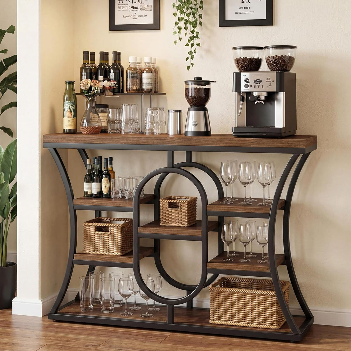 Tribesigns 41.3-Inch Console Table, Industrial Entryway Table with Storage Shelves, Small Narrow Sofa Table for Living Room, Behind Couch, Hallway & Foyer (Rustic Brown)
