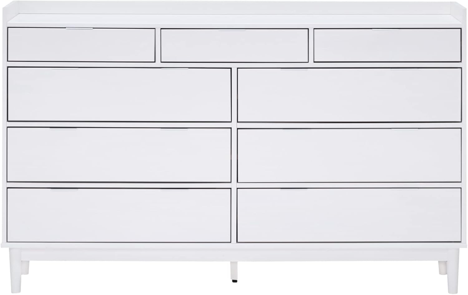 Walker Edison Blythe Mid-Century Modern Tray-Top Solid Wood 9-Drawer Dresser 60 Inch White