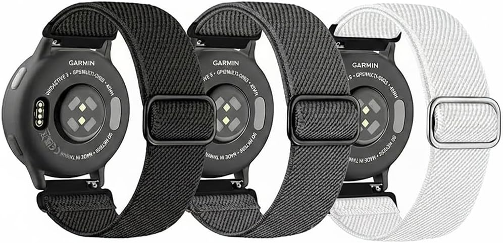 Garmin 010-02985-00 VIVOACTIVE 6 Health and Fitness GPS Smartwatch Black with Silicone Band Bundle with Deco Essentials Nylon Elastic Bands 3 Pack, Dust Cover 3 Pack and Screen Protector 2 Pack