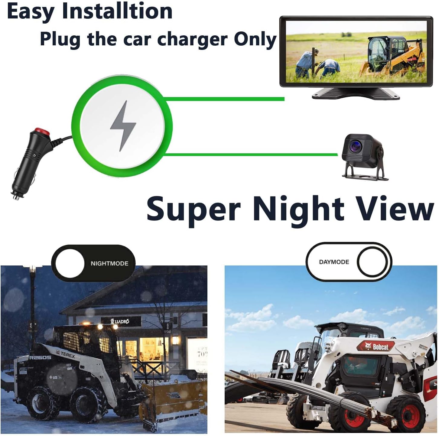 10.1" 1080P AHD Wired Reverse Rear View Backup Camera System,IP69K Waterproof Night Vision, Vibration-Proof 10G for Tractor/Truck/Excavator/Caravan/Skid Steer/Heavy Equipment RV101