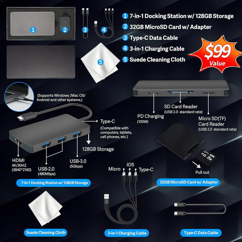 HP Stream 14" HD BrightView Laptop, Intel Celeron N4120, 16GB RAM, 288GB Storage (128GB EMMC + 160GB Docking Station Set), Intel UHD Graphics, 720p Webcam, Wi-Fi, 1 Year Office 365, Win 11 S, Gold