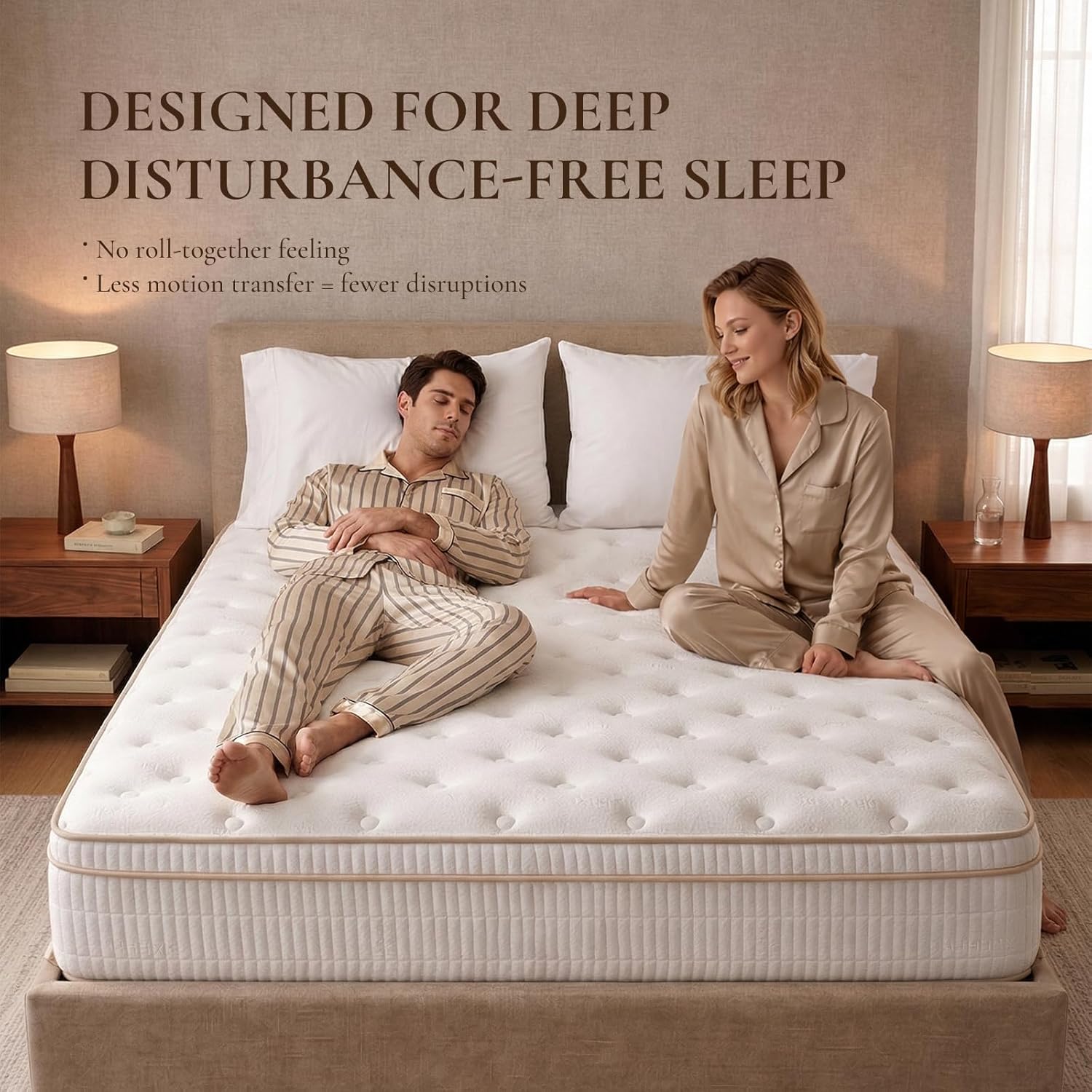 Queen Size Mattress 14 Inches, Medium Firm Hybrid with Memory Foam & Individually Wrapped Coils, CertiPUR-US Certified, Fiberglass-Free Design