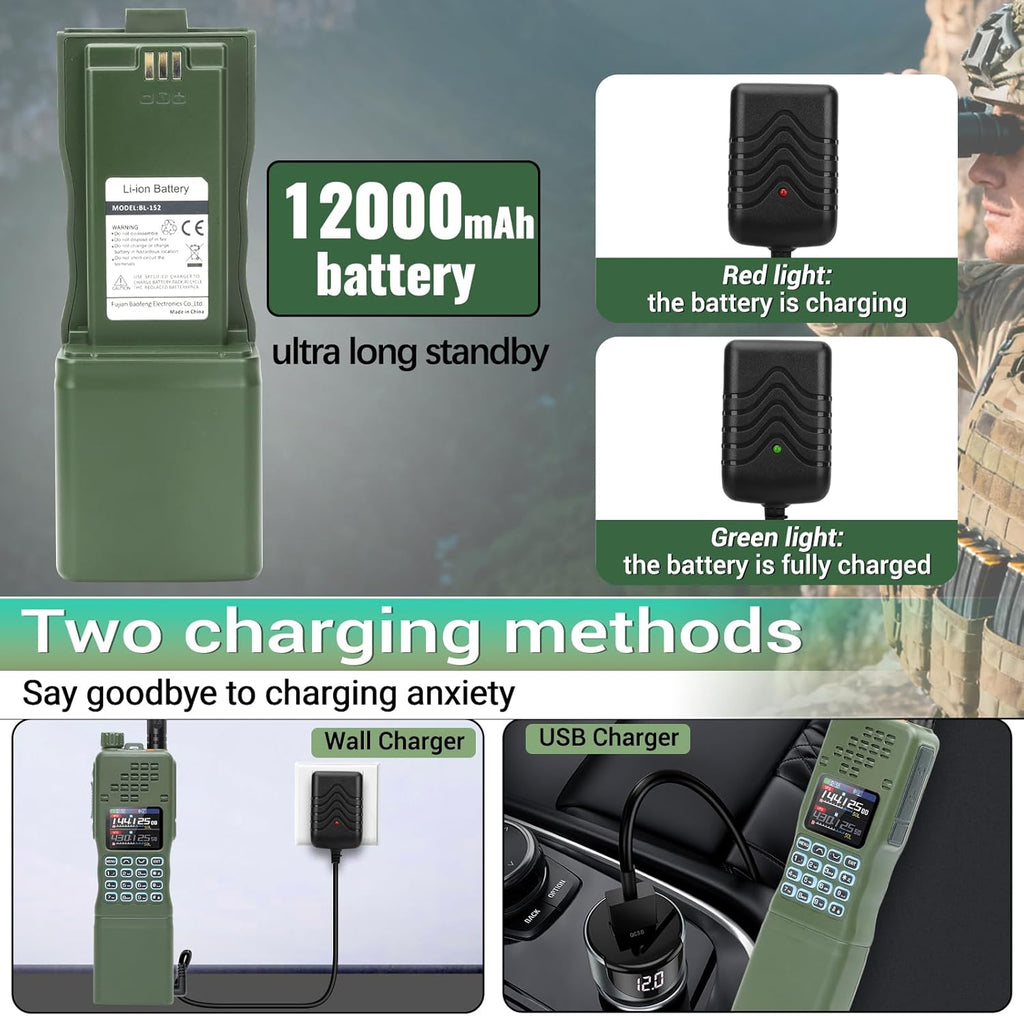 BAOFENG Radio AR-152 PRO Ham Radio Handheld 10W Rechargeable Walkie Talkies Long Range Two Way Radio NOAA Weather Radio GPS,APP Programming Copy Frequency USB Charger Survival Tactical Gear (2Pack)