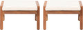 Temecula Outdoor Ottomans with Cushion (Set of 2) - Acacia Wood - Brown/Cream