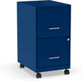 STAPLES 2-Drawer Vertical File Cabinet, Letter Size Documents, Lockable & Mobile, 18" D x 14" W x 26.3" H, Blue
