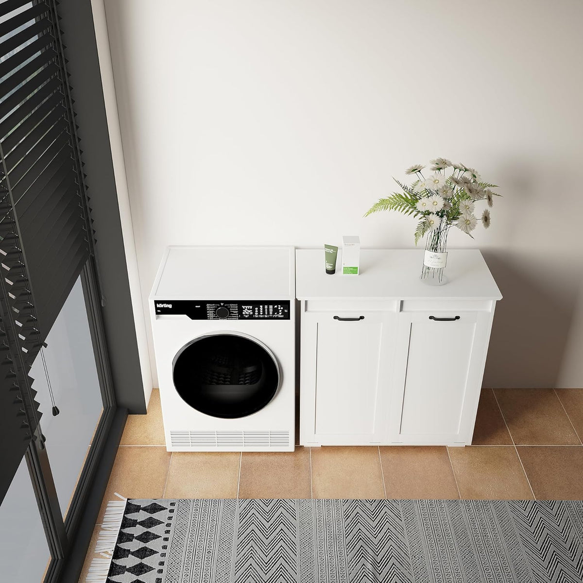 Tidyard Laundry Cabinet, with 2 Removable Liner Bags Cabinet Side Storage Organizer, Entryway Storage Unit Console Table, Bathroom Furniture Home Decor YFXW331P206345