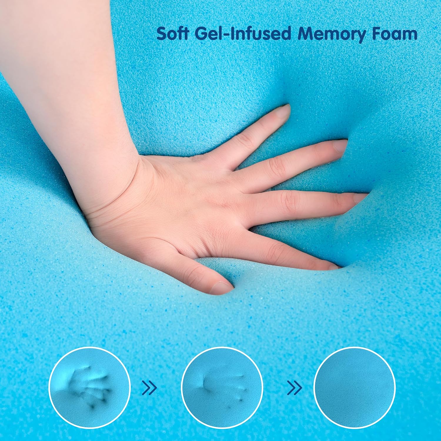CHUN YI Memory Foam Mattress Topper, Cooling Gel Infused Bed Topper for Pressure Relief, CertiPUR-US Certified Memory Foam Mattress Pad(4", Queen)