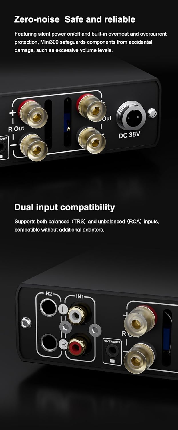TOPPING Mini300 Compact Stereo Power Amplifier, Fully Balanced Class-D Design, 140W×2 @4Ω, Ultra-Low Distortion