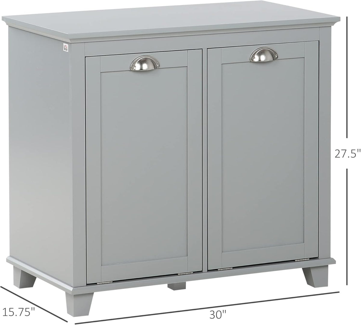 HOMCOM Dual Tilt Out Laundry Hamper Cabinet, Bathroom Storage Cabinet with 2-Compartment Hamper, Modern Bathroom Floor Cabinet for Washroom, Gray