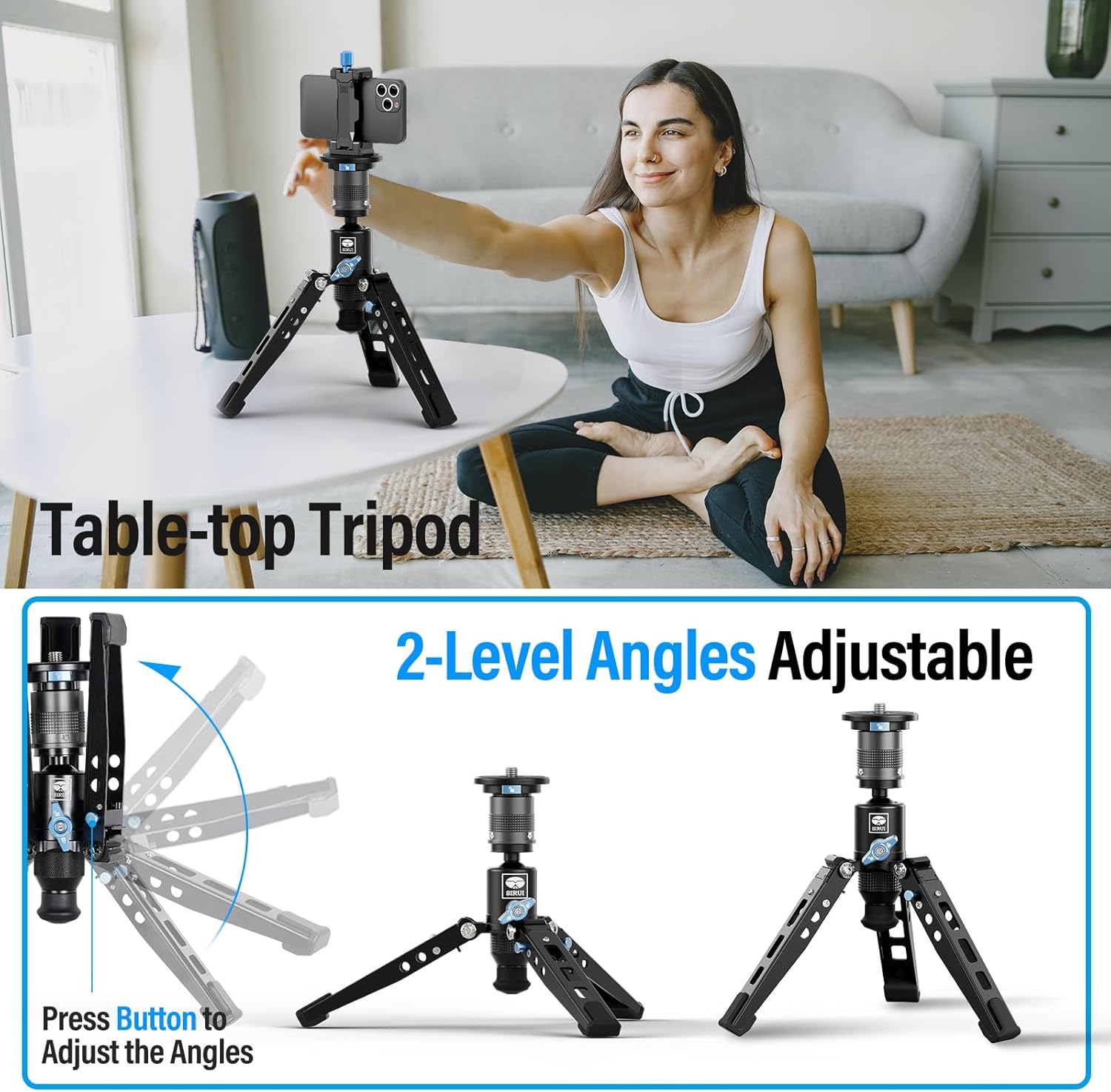 SIRUI SVM-165 Rapid Monopod for Cameras, 65” Carbon Fiber Monopod with Feet, One-Step Rapid Height Adjustment, Lightweight for DSLR Camera, Modular 3 in 1, Max Load 22lbs