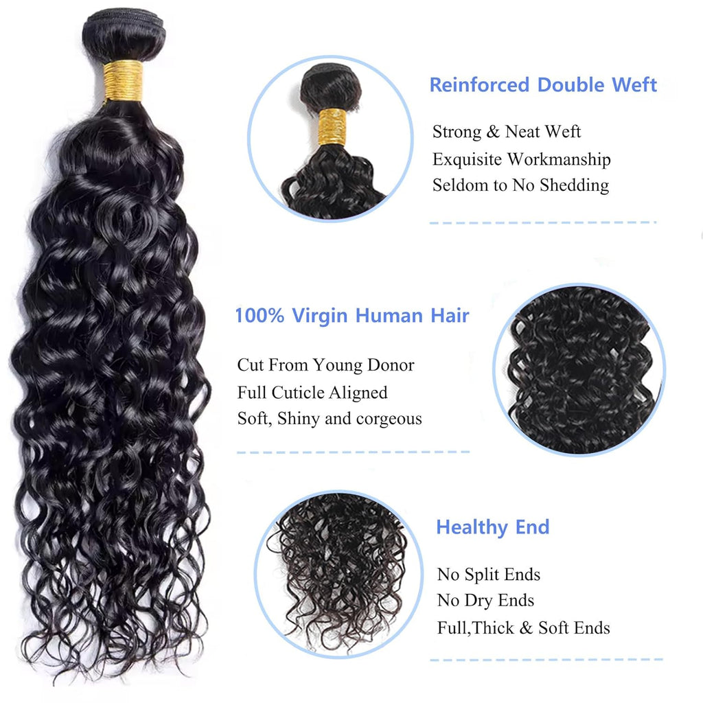 Water Wave Human Hair Bundles 20 22 24 Inch 12A Curly Bundles Human Hair 100% Unprocessed Brazilian Virgin 3 Bundles Wet and Wavy Weave Extensions