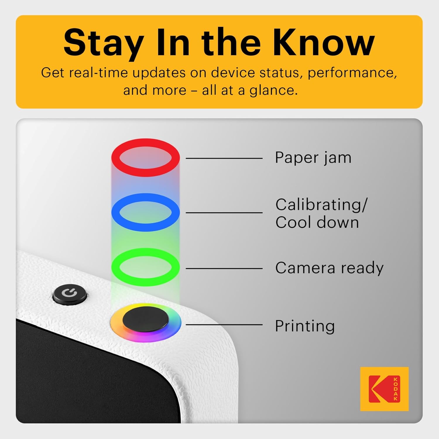 Kodak Printomatic+ Instant Print Digital Camera Starter Bundle + Carrying Case + Zink 20pk Sticky-Back Photo Paper - 10MP, Full-Color Photos, GB LED Status Indicator - Black