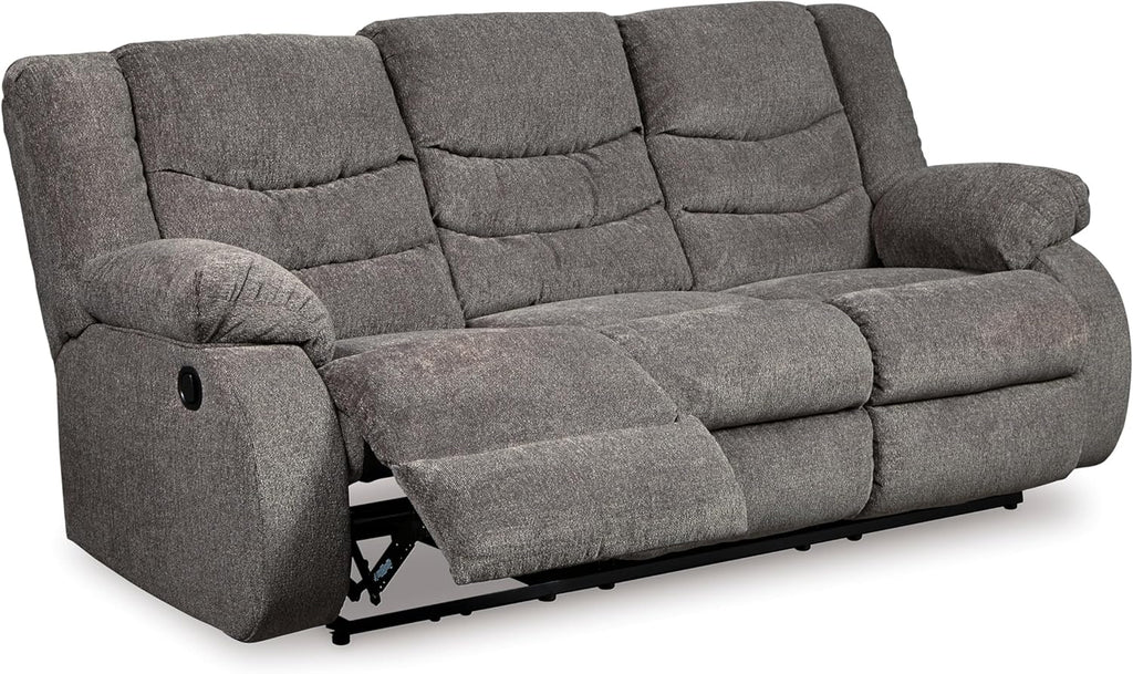 Signature Design by Ashley Tulen Modern Manual Pull Tab Reclining Sofa, Dark Gray