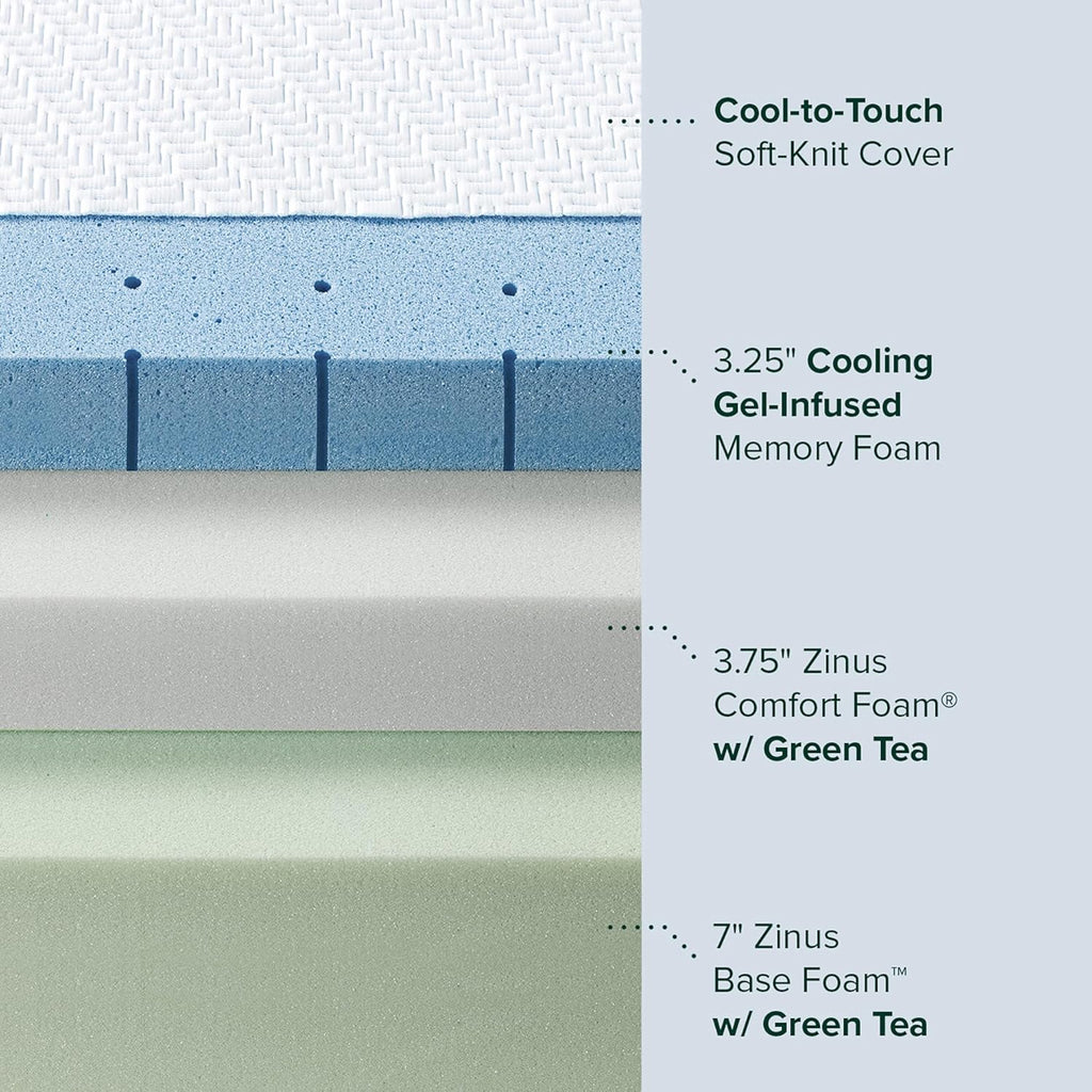 Zinus 14 Inch Ultra Cooling Gel Memory Foam Mattress, King, Cool-to-Touch Soft Knit Cover, Pressure Relieving, CertiPUR-US Certified, Mattress in A Box, All-New, Made in USA