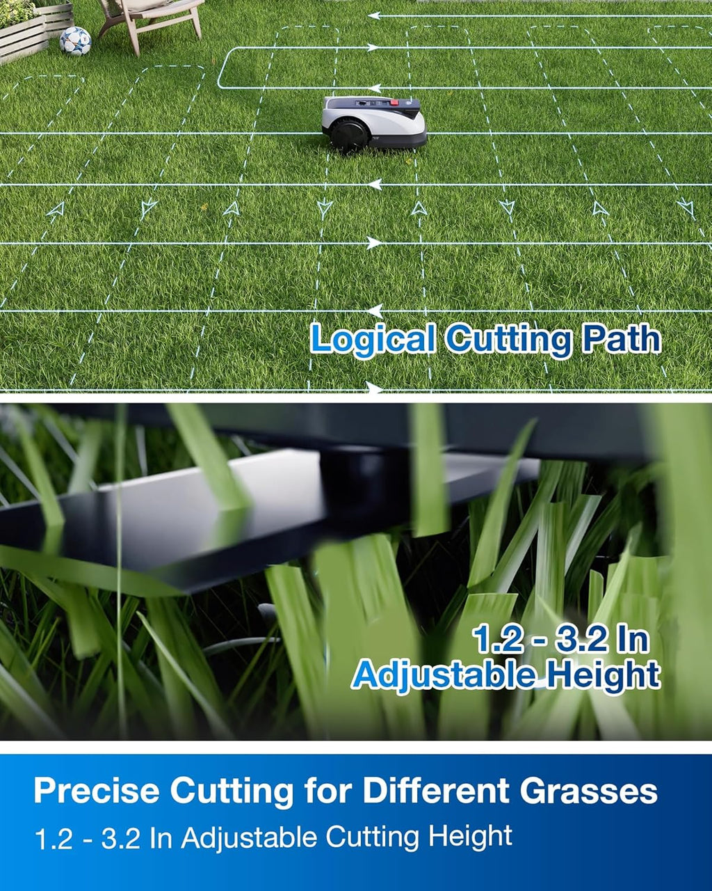 ECOVACS Goat O1000 RTK Care Kit Robotic Lawn Mower with RTK Precision Navigation, No Perimeter Wire, Smart App Control, Auto Mapping, Multi-Zone Management – Includes 36 Extra Blades