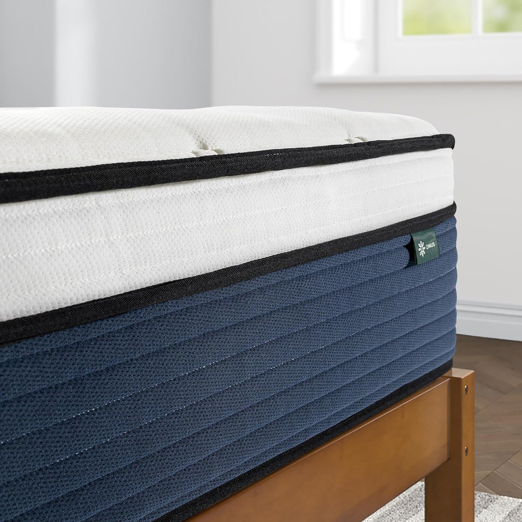 Zinus 12 Inch Comfort Support Hybrid Mattress New Version, Queen, Fiberglass Free, Medium Plush, Motion Isolation, Certified Safe Foams & Fabric, Mattress in A Box