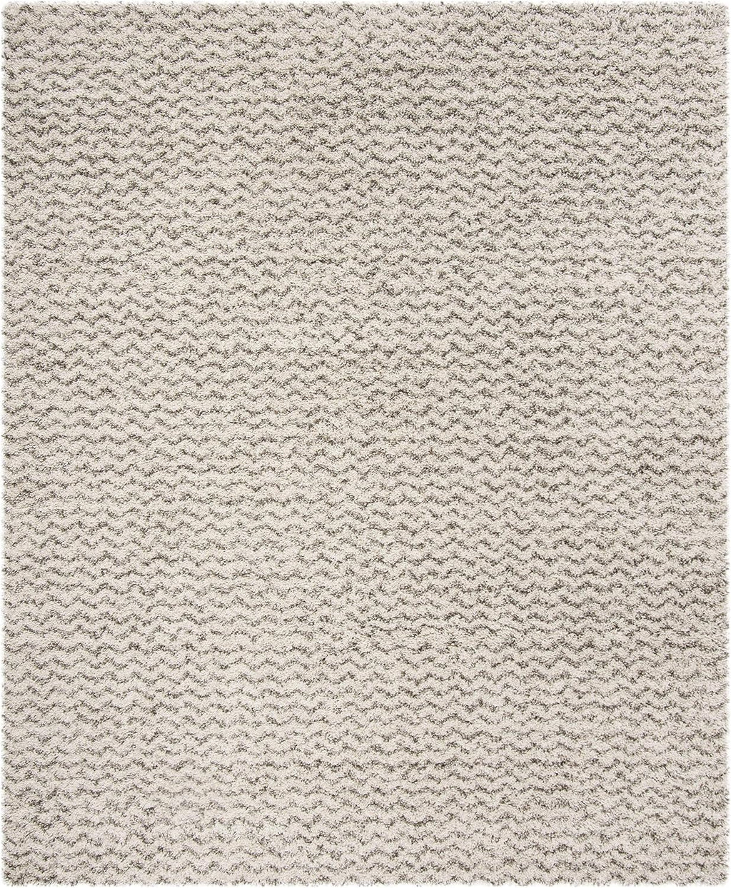 SAFAVIEH Hudson Shag Collection Area Rug - 9' x 12', Ivory & Grey, Chevron Design, Non-Shedding & Easy Care, 2-inch Thick Ideal for High Traffic Areas in Living Room, Bedroom (SGH330A)