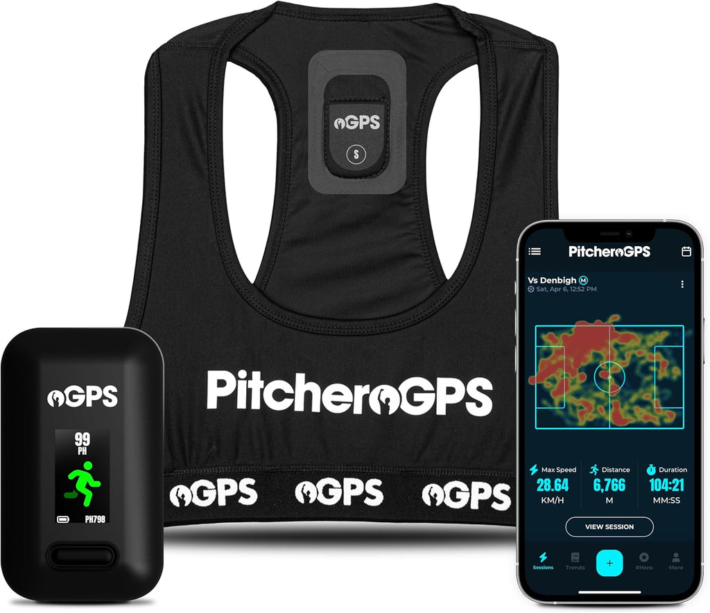 PitcheroGPS Soccer Tracker & Vest - Tracks 18 Key Performance Metrics - Includes 60 Days Subscription. Soccer Training Equipment for Performance & Fitness Tracking (Adult Small)