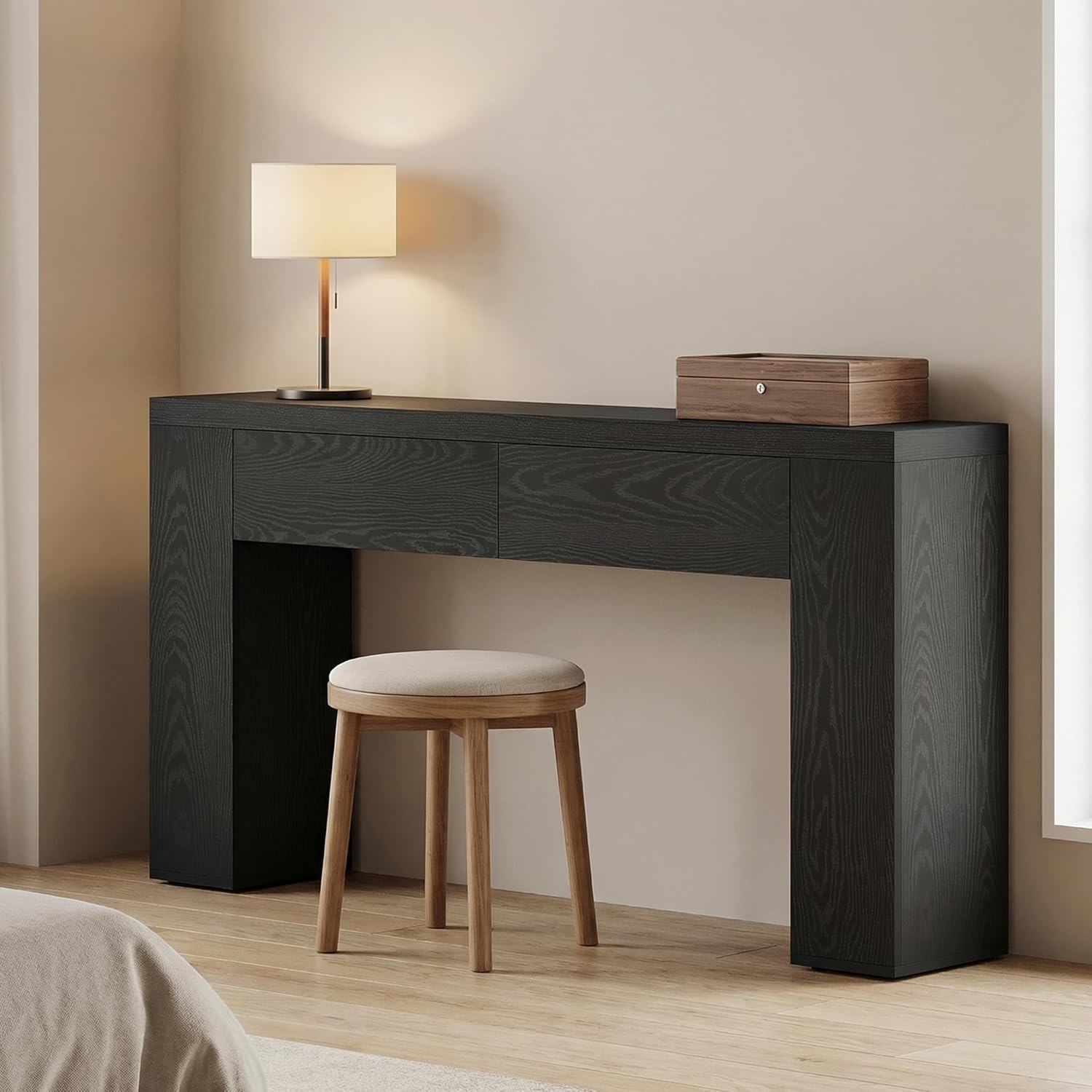 Tribesigns 63-Inch Console Table, Farmhouse Entryway Table with 2 Drawers and Sturdy Legs for Hallway, Living Room, Foyer, Easy Assembly (Black)