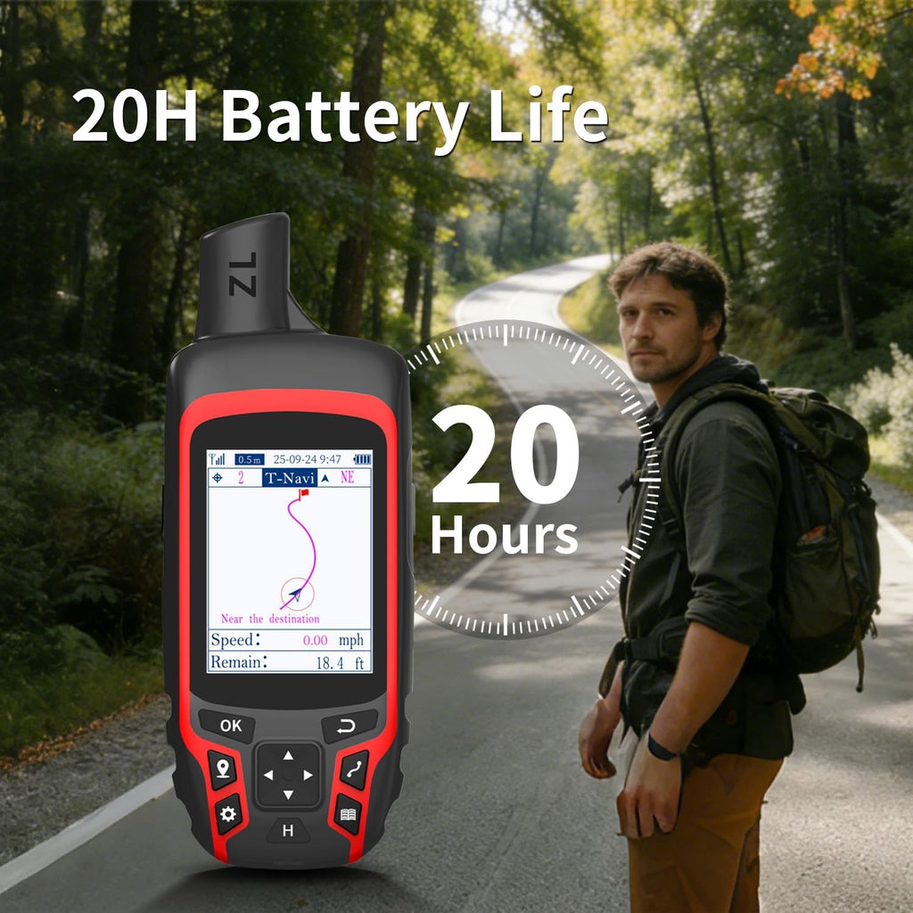 A6 Handheld GPS for Hiking, Rugged Waterproof GPS Navigator with 20 Hrs of Battery Life, 2 Navigation Mode, 2.4" Color Display and GPS Compass, Moon Phase Information