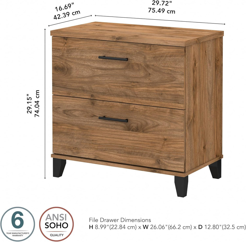 Bush Home 2 Drawer Lateral File Cabinet, Letter and Legal-Size Document Storage for Home or Professional Office, Somerset Collection, Fresh Walnut