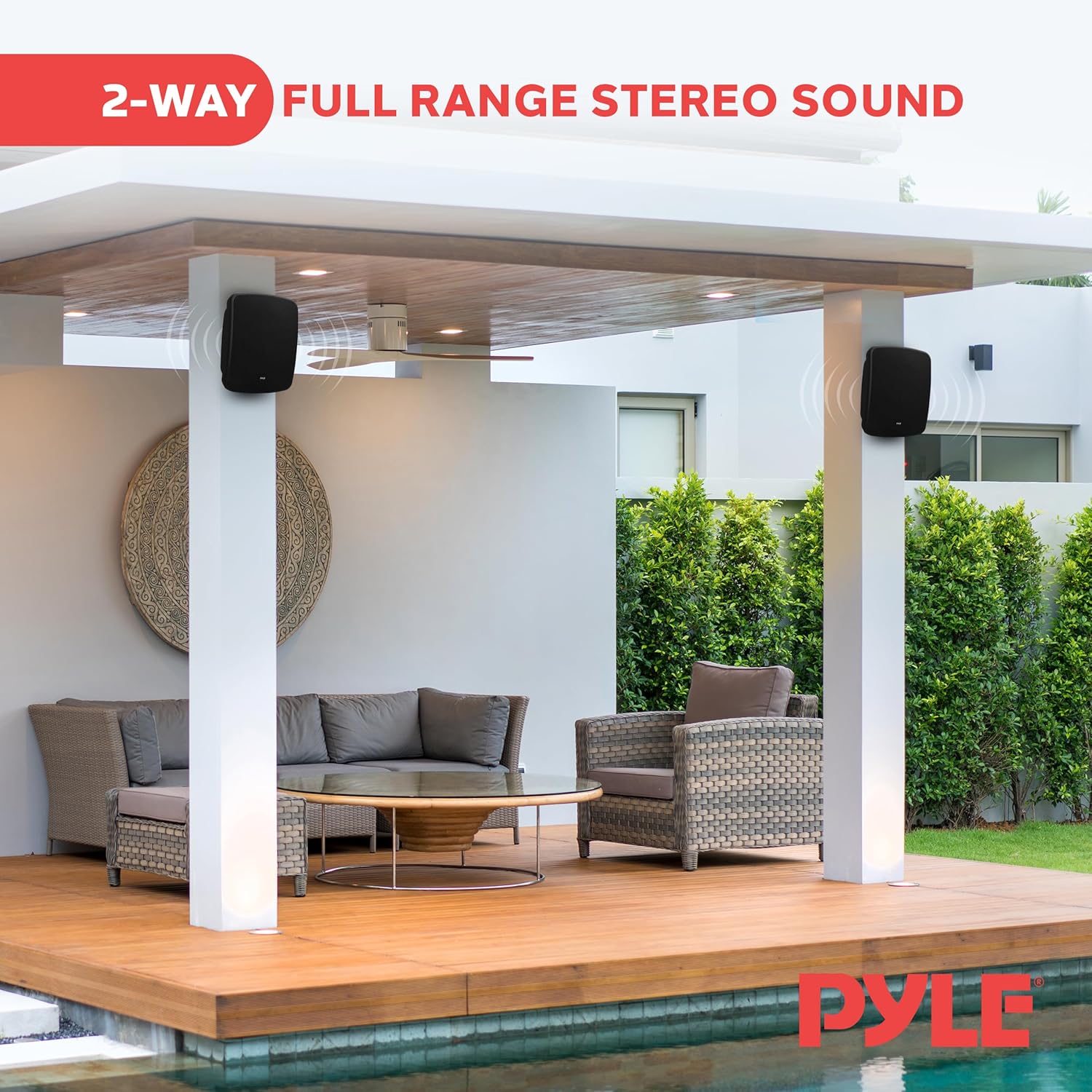 Pyle Waterproof & Bluetooth Indoor /Outdoor Speaker System, Black, 5.25" 600 Watt