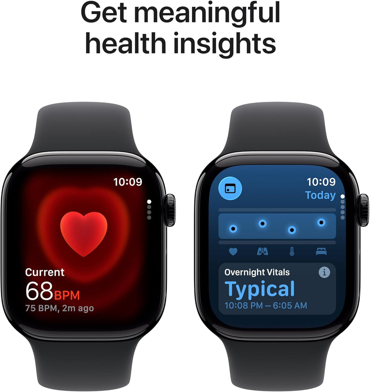Apple Watch Series 11 GPS 42mm Smartwatch with Jet Black Aluminum Case with Black Sport Band - S/M. Sleep Score, Fitness Tracker, Health Monitoring, Always-On Display, Water Resistant
