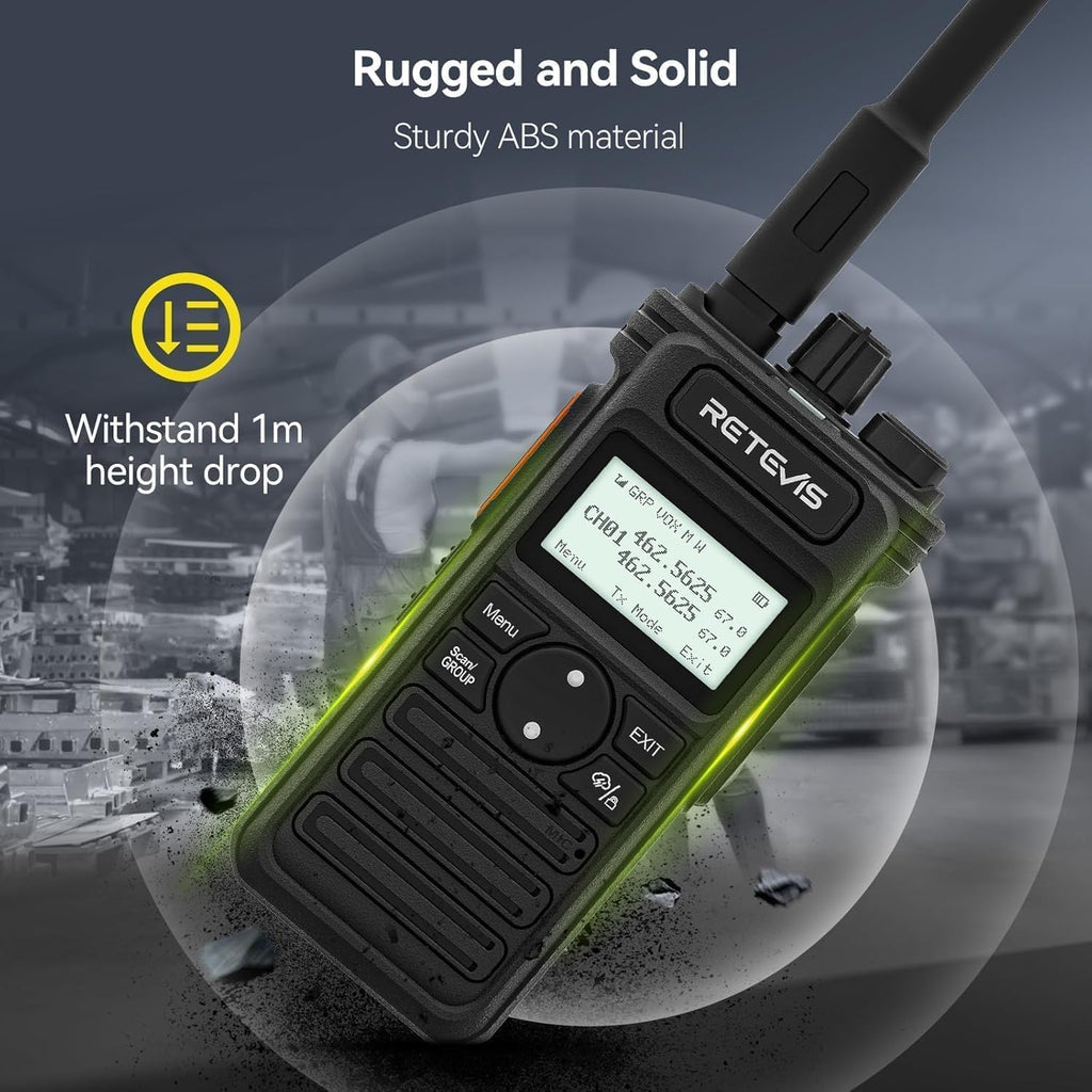 Retevis RT86S (2nd Gen RT86) Walkie Talkie Long Range,Professional 2 Way Radio with Mic,Heavy Duty,Group Call,NOAA,LCD Screen,Type-C,Two Way Radios for Adults Logistics Construction Industrial(4 Pack)