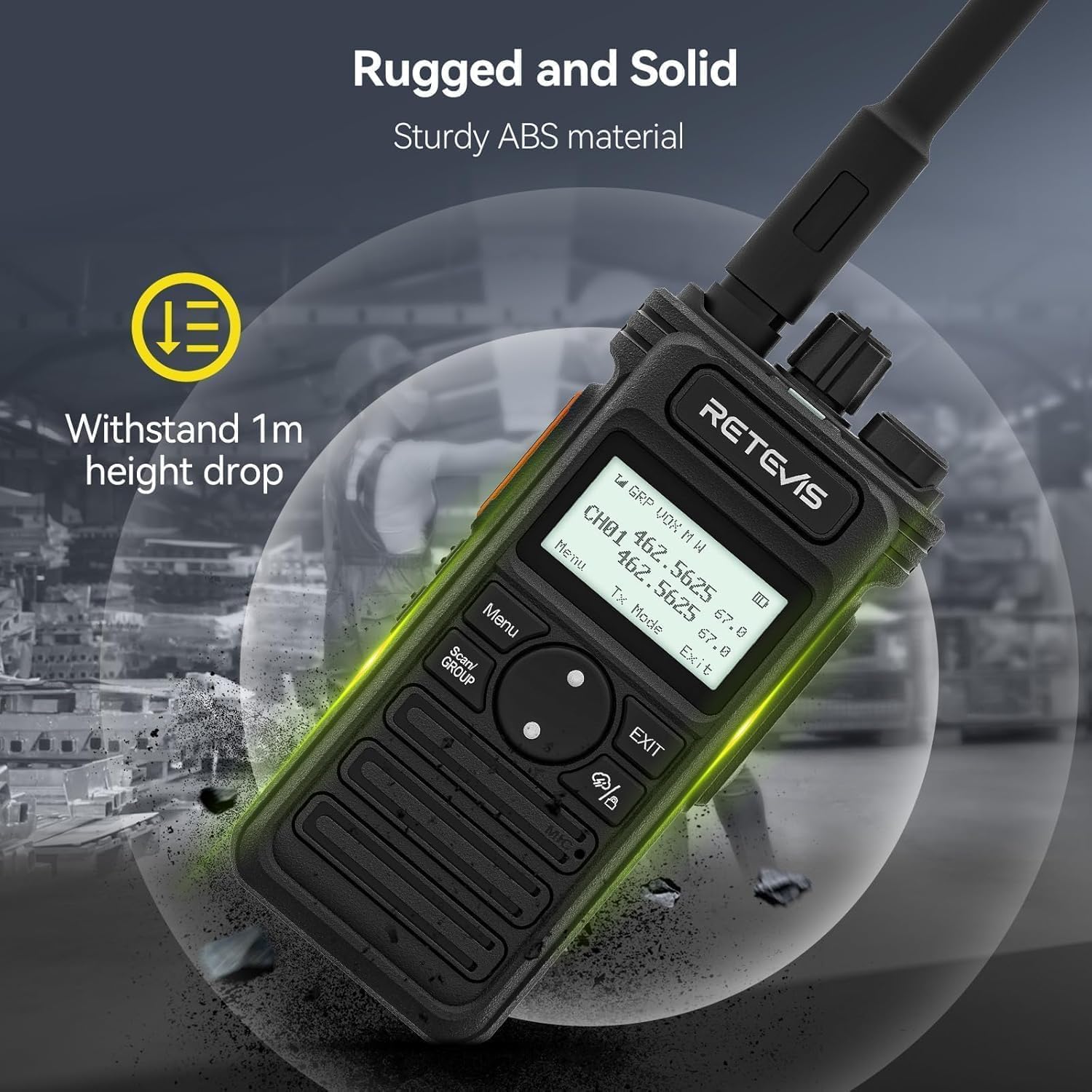 Retevis RT86S (2nd Gen RT86) Walkie Talkie Long Range,Professional 2 Way Radio with Mic,Heavy Duty,Group Call,NOAA,LCD Screen,Type-C,Two Way Radios for Adults Logistics Construction Industrial(4 Pack)