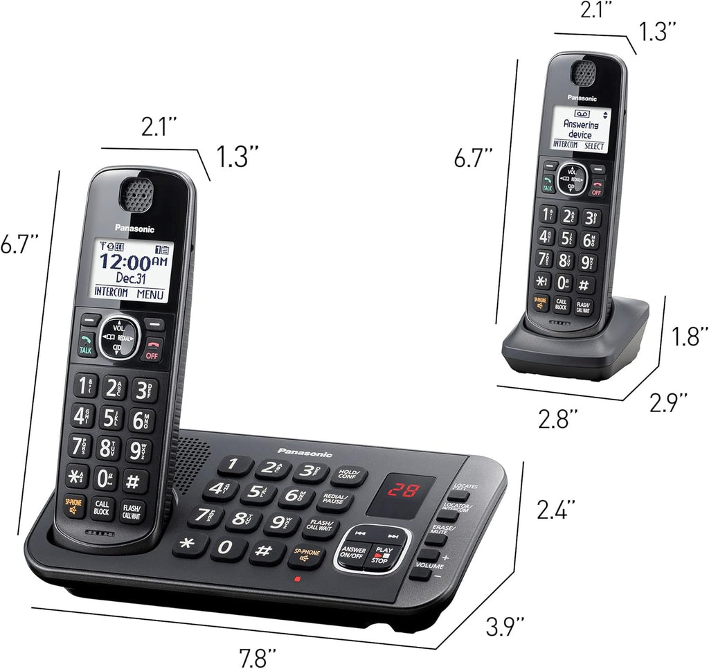 Panasonic DECT 6.0 Expandable System, Cordless Phones With Answering Machine and Call Blocking - 5 Cordless Phones 5 Handsets - KX-TGE645M (Metallic Black)