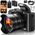 8K Digital Cameras for Photography Autofocus, 2026 Upgrade 88MP WiFi Professional 16X Zoom Photography Camera with Dual-Lens for YouTube, SD Card, Lens Hood, Touch Screen, 2 Batteries & Charging Stand