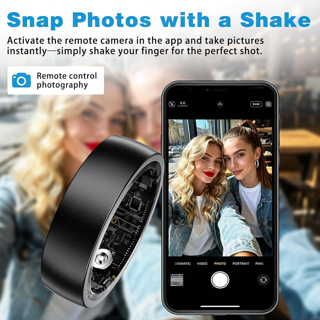 Smart Ring for Men Women, Health Fitness Tracker Ring with Sleep Tracker, Heart Rate, SpO2, Step Counter for iOS and Android, IP68 Waterproof (Black 13)