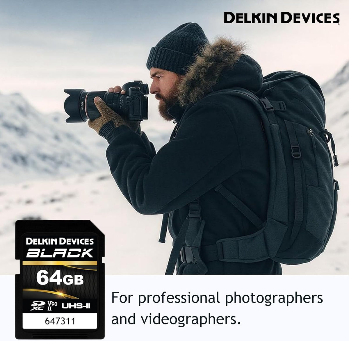 Delkin Devices Black 64GB SDXC UHS-II V90 SD Memory Card (2-Pack)