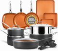 GOTHAM STEEL 20 Pc Ceramic Cookware Set, Copper Pots and Pans Set Non Stick with Bakeware, Cooking Utensils, and Steamer, Oven and Dishwasher Safe