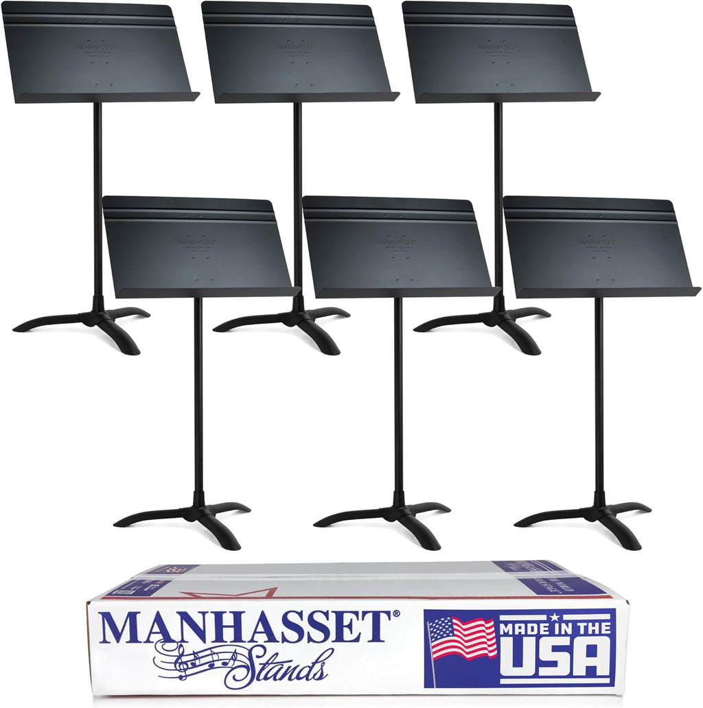 Manhasset Music Stand For Sheet Music - Bulk Pack of 6 Stands - 48 Symphony Model - Long Lasting, Durable Manhasset Stand - Adjustable Height - 20" by 12" - Made in the USA