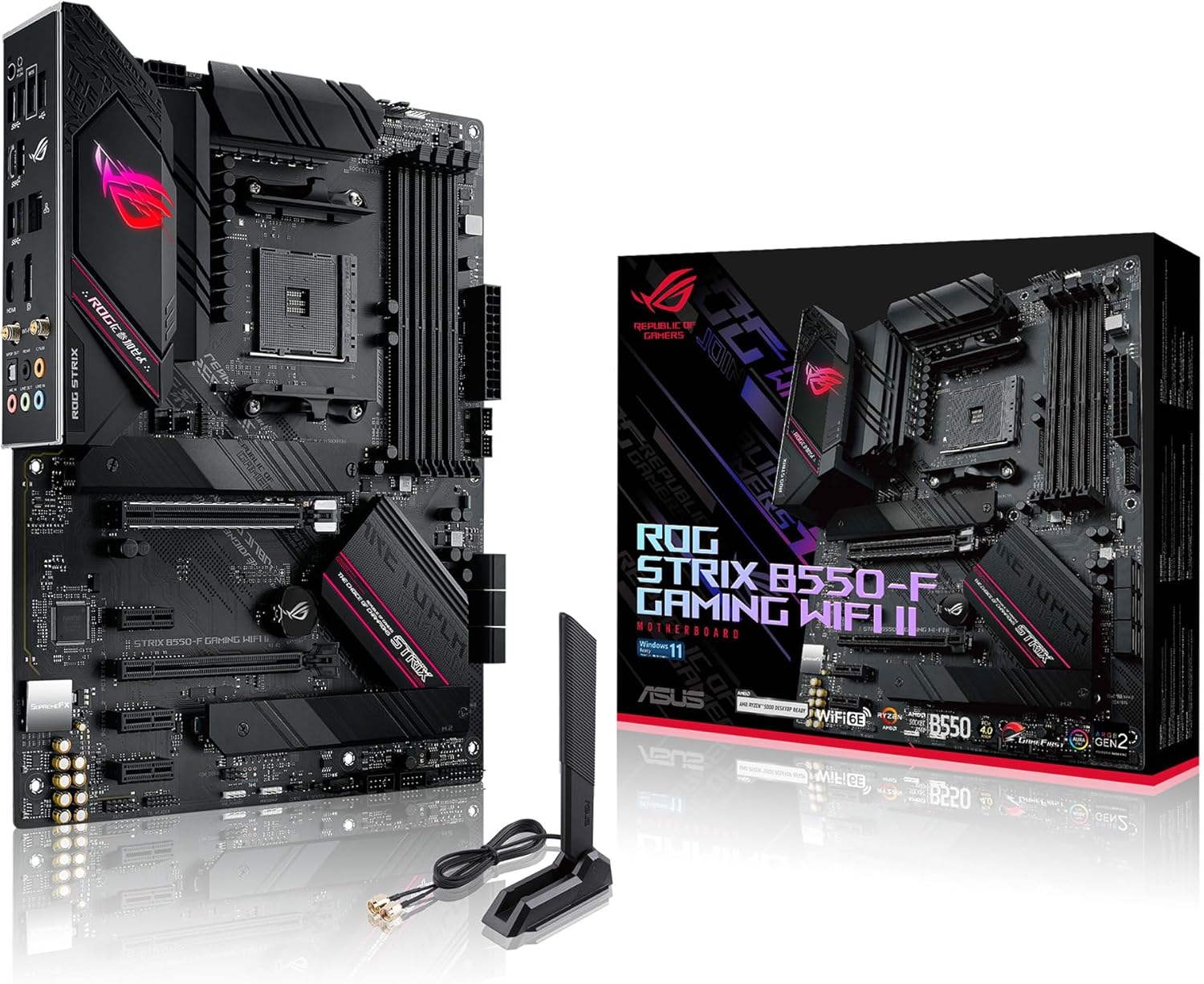 Asus ROG Strix B550-F Gaming WiFi II AMD AM4 (3rd Gen Ryzen) ATX Gaming Motherboard (PCIe 4.0,WiFi 6E, 2.5Gb LAN, BIOS Flashback, HDMI 2.1, Addressable Gen 2 RGB Header and Aura Sync) (Renewed)