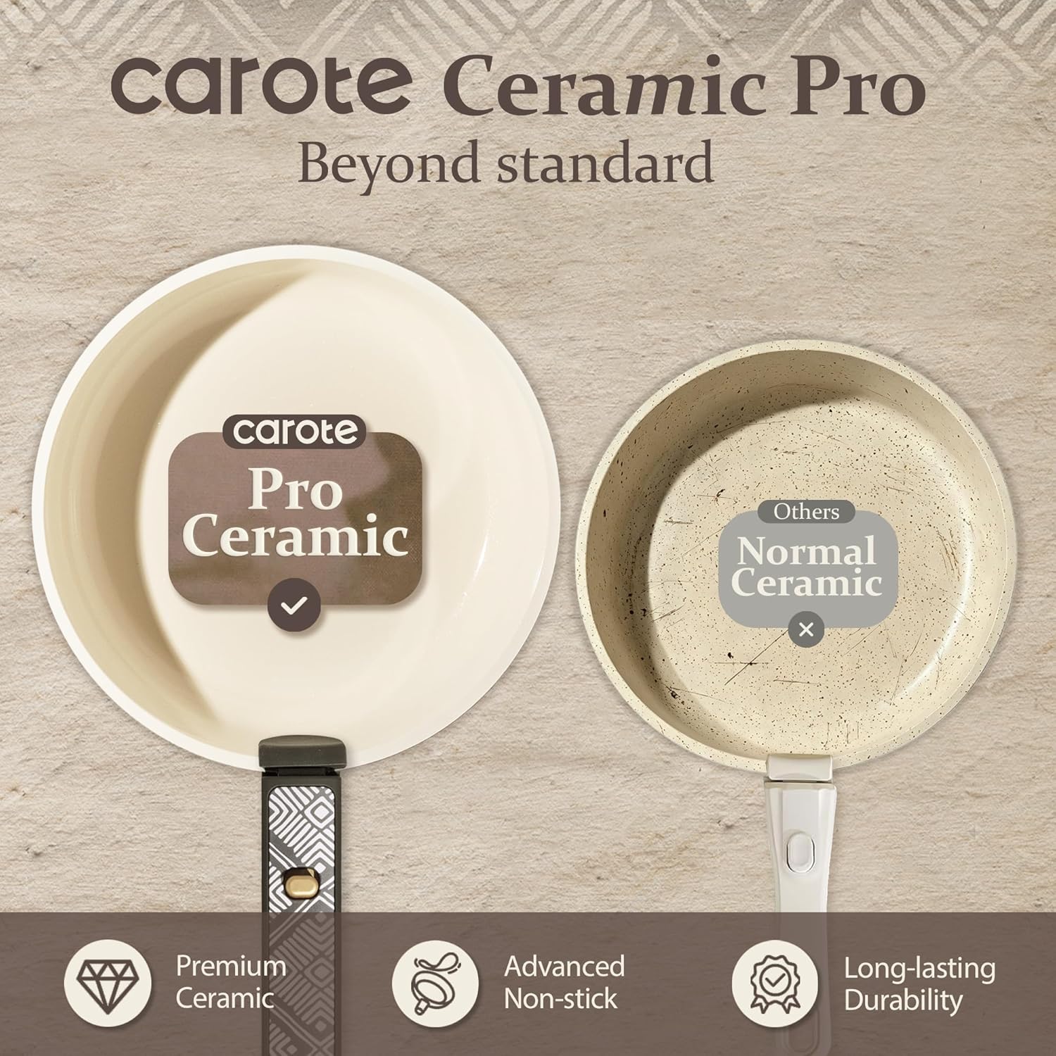 CAROTE 21-Piece Ceramic Cookware Set, Nonstick Pots and Pans Set with Detachable Handle, Non-Toxic Kitchen Cooking Set, Induction Compatible, Dishwasher & Oven Safe, Charcoal