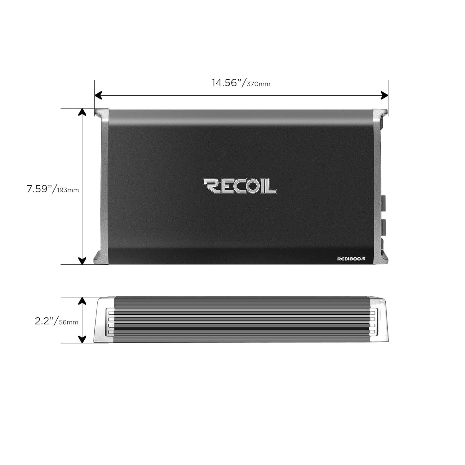 Recoil RED1800.5 1800 Watts Class-D Car Audio 5-Channel Amplifier, Mono 1 Ohm Stable, Remote Bass Knob Included