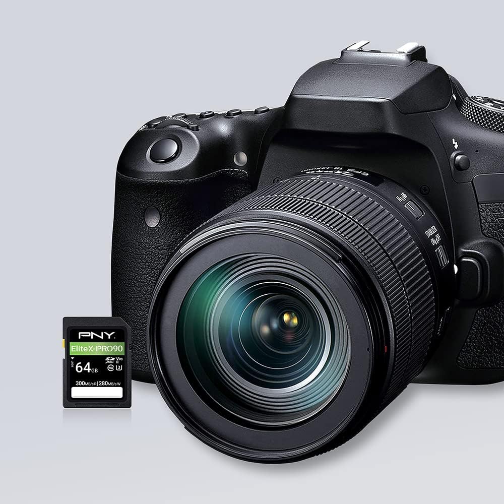 PNY 64GB EliteX-PRO90 UHS-II SDXC Memory Card – R300MB/s W280MB/s, U3, V90, 8K UHD, Full HD, UHS-II for Professional Photographers & Content Creators, DSLR, Mirrorless Cameras, Advanced Video Cameras