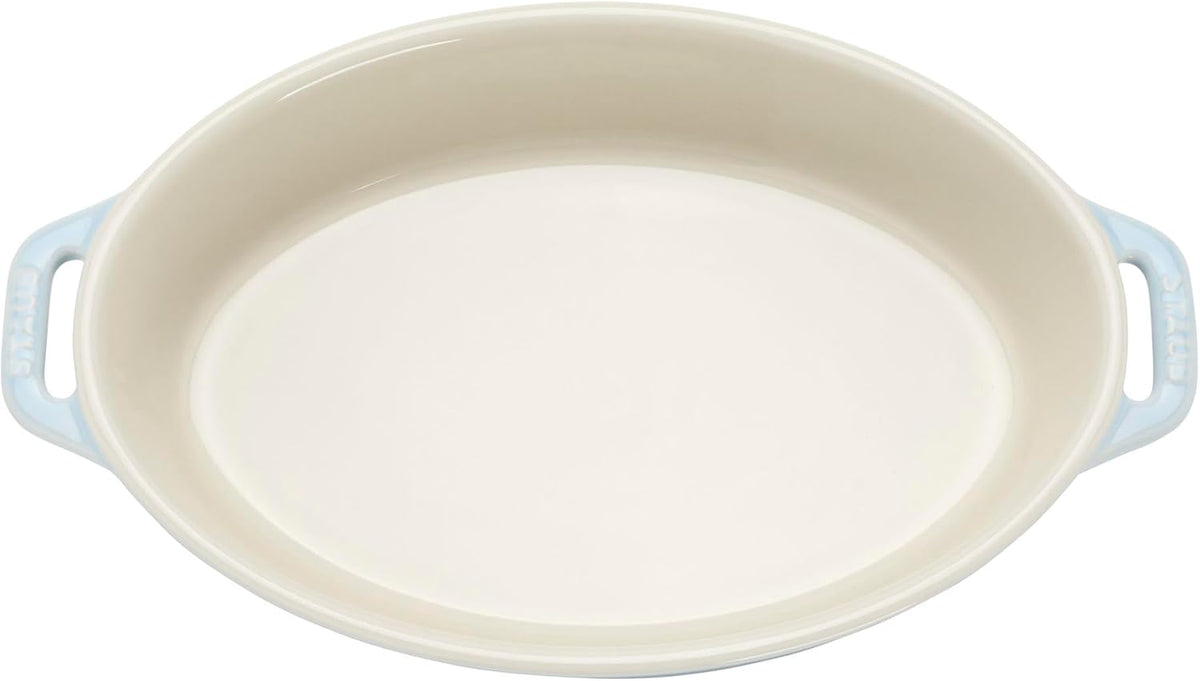 Staub Ceramic 4-pc Baking Pans Set, Casserole Dish with Lid, Brownie Pan, Light Blue