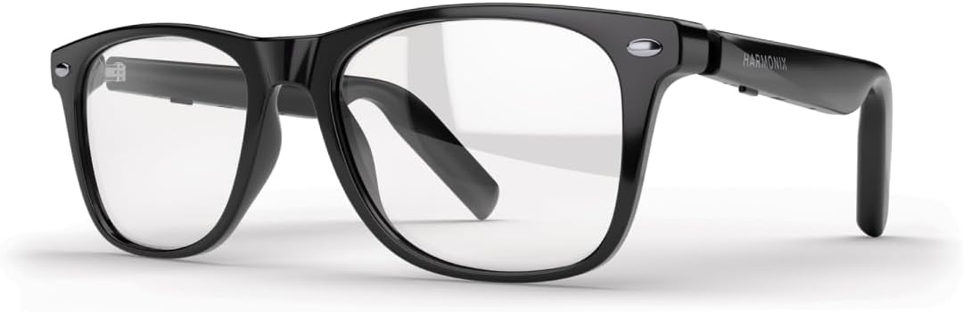 Harmonix SonaVue Smart Glasses, Bluetooth Audio Glasses with Open-Ear Sound, 1.0D Readers, Black
