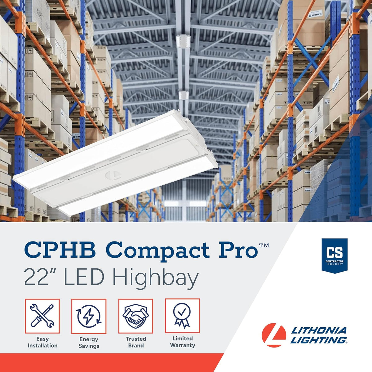 Lithonia Lighting Compact Pro LED High Bay Light, 24,000 Lumens, 5000K Daylight, Dimmable, 120–277V (CPHB 24LM 50K)