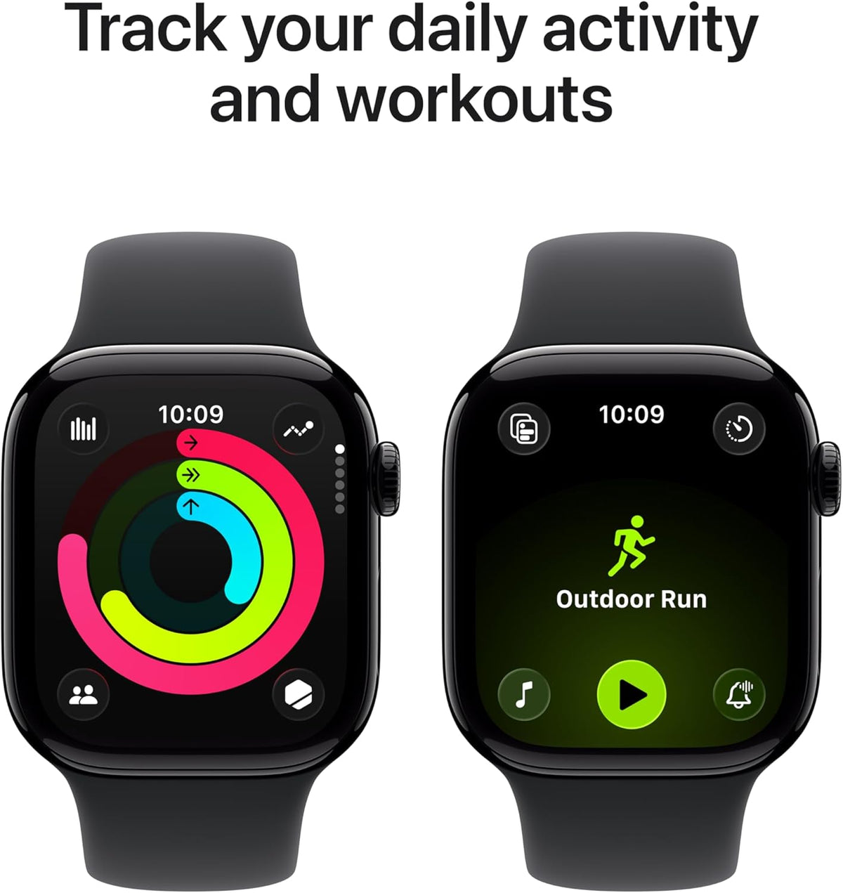 Apple Watch Series 11 GPS 42mm Smartwatch with Jet Black Aluminum Case with Black Sport Band - S/M. Sleep Score, Fitness Tracker, Health Monitoring, Always-On Display, Water Resistant