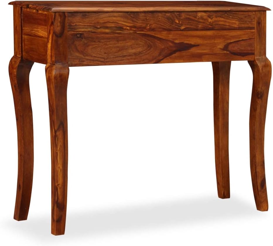 Solid Sheesham Wood Console Table 35.4 inch Entryway Sofa Table with 2 Drawers, Handcrafted Rosewood Hallway Accent Furniture for Living Room Decor