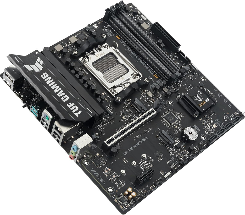 TUF Gaming A620AM-PLUS WiFi AMD A620A mATX Motherboard, 8+2+1 Power Stages, DDR5, PCIe 4.0, Dual M.2 Slots, WiFi 6, 2.5Gb Ethernet, Dual DisplayPort, HDMI, Rear USB-A 10Gbps, Front USB-C 10Gbps