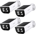 Cinnado Security Cameras Wireless Outdoor - Home Security Cameras Solar & Battery Powered with 2K Color Night Vision, 2-Way Talk & Spotlight, Continuous Power, 2.4 GHz Wi-Fi, Easy Set Up, S1 4 Pack