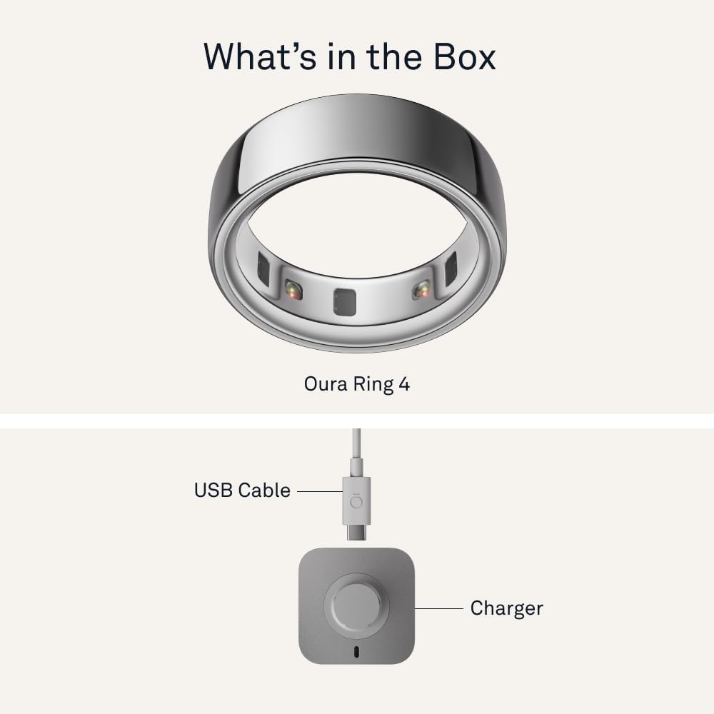 Oura Ring 4 - Silver - Size 9 - Sleep, Activity, Women's Health, AI Advisor, Up to 8 Days of Battery Life, Size Before You Buy, Android & iOS Compatible