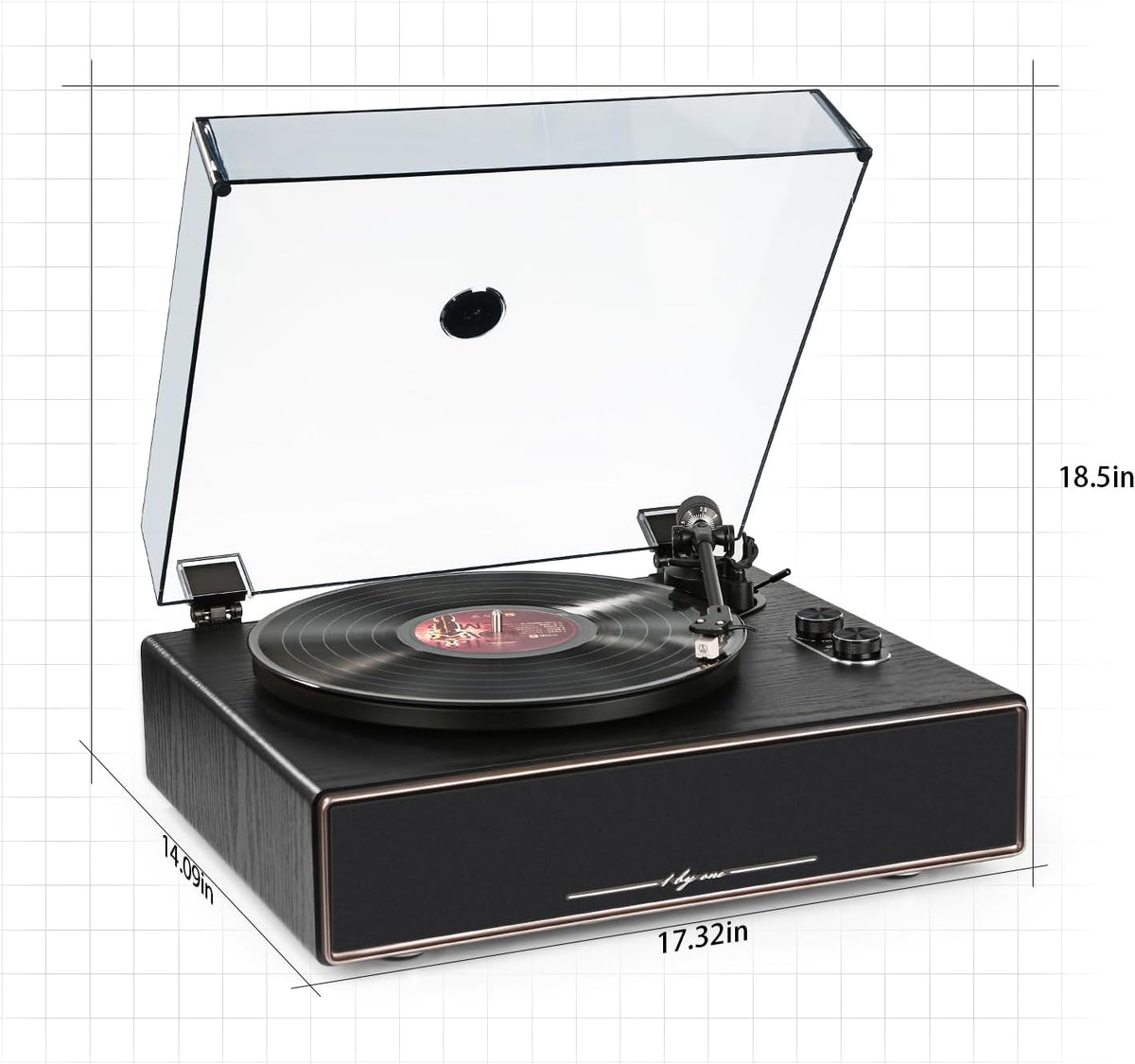 1 BY ONE High Fidelity All-in-One Record Player, Vinyl Turntable with Built-in Speakers, Magnetic AT-3600L Cartridge, RCA Line Out, Belt-Drive Stereo Turntable