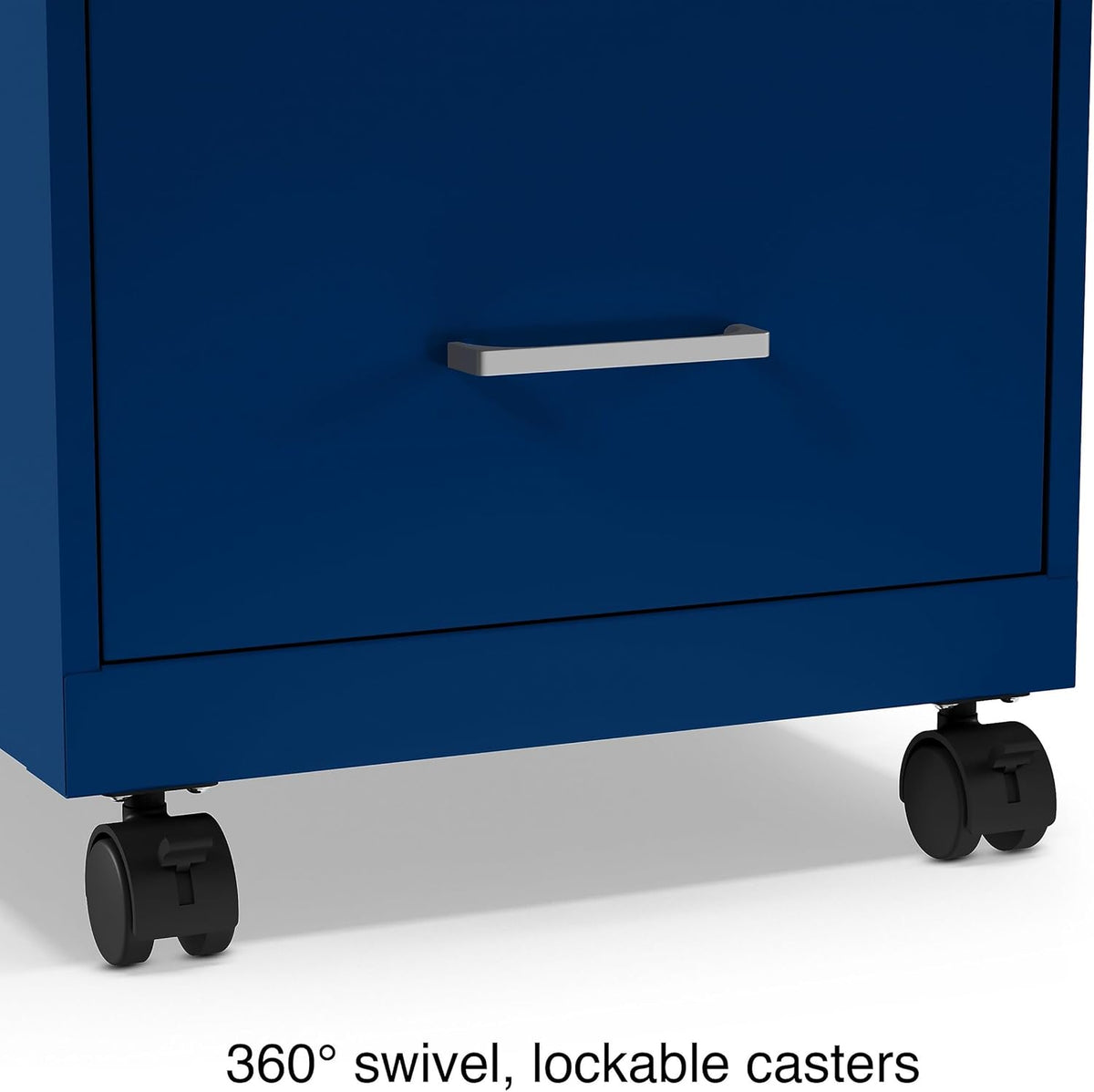STAPLES 2-Drawer Vertical File Cabinet, Letter Size Documents, Lockable & Mobile, 18" D x 14" W x 26.3" H, Blue